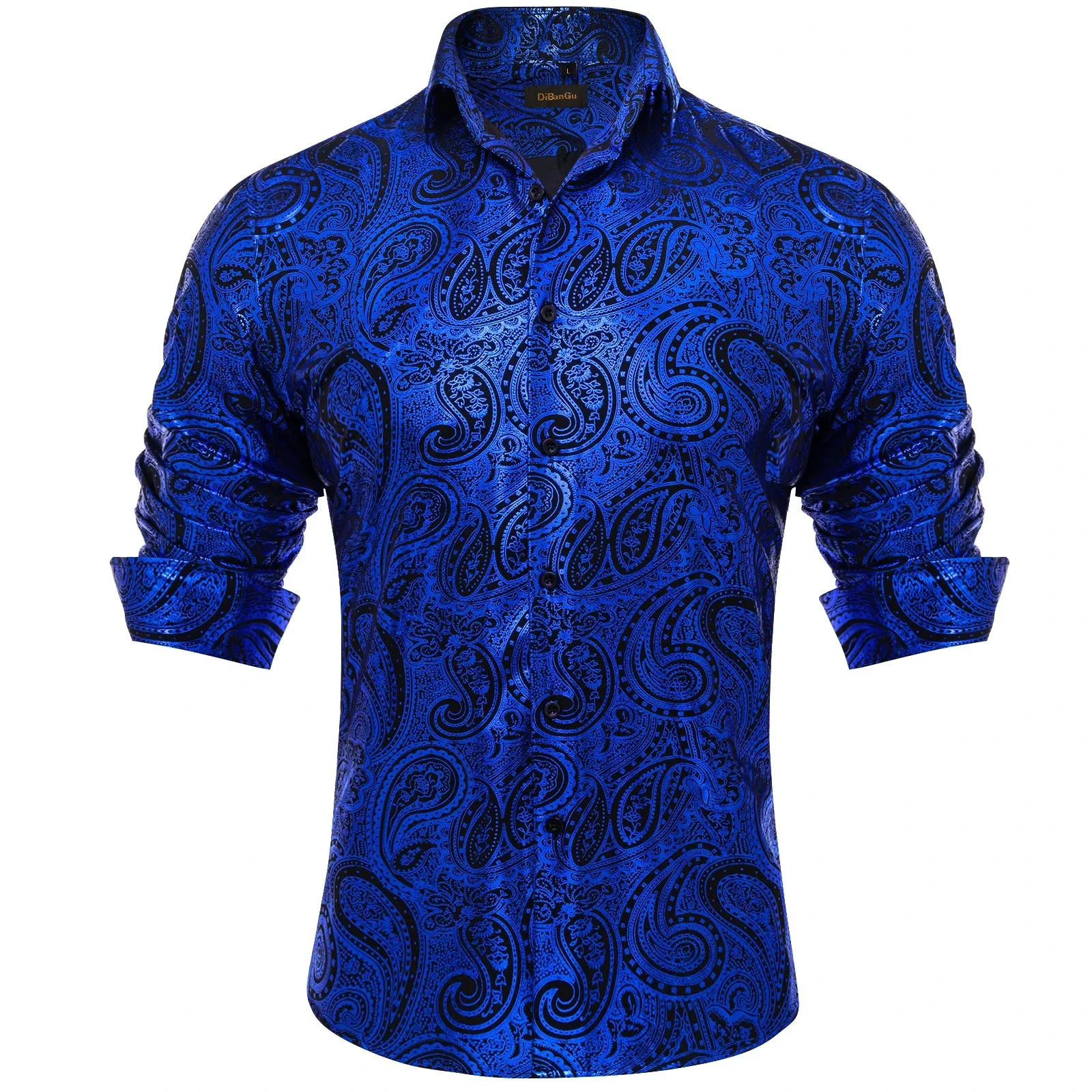 Luxury Paisley Gilding Teal Green Shirts Men's Long Sleeve Spring Autumn Clothing Wedding Prom Social Dress Shirt Blouse