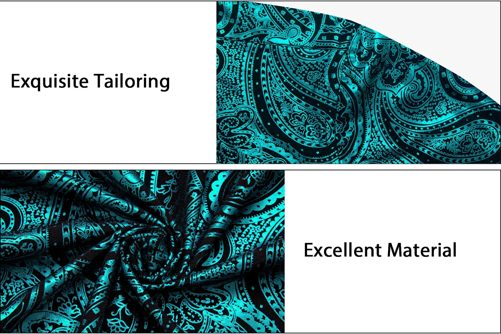 Luxury Paisley Gilding Teal Green Shirts Men's Long Sleeve Spring Autumn Clothing Wedding Prom Social Dress Shirt Blouse