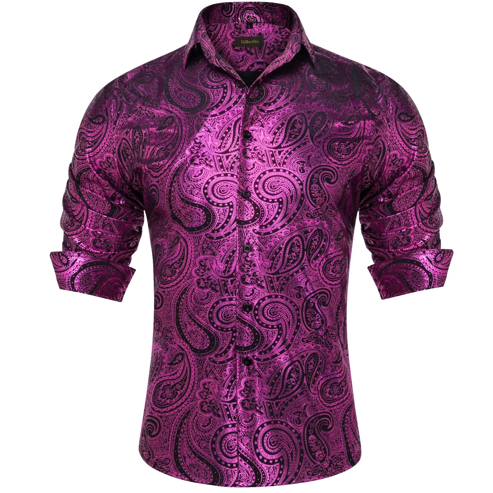 Luxury Paisley Gilding Teal Green Shirts Men's Long Sleeve Spring Autumn Clothing Wedding Prom Social Dress Shirt Blouse