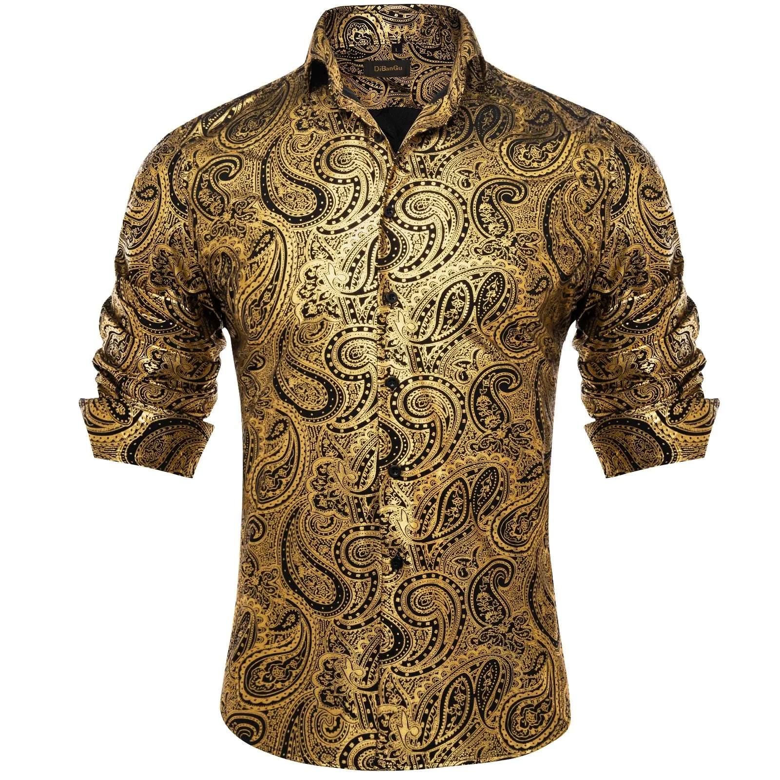 Luxury Paisley Gilding Teal Green Shirts Men's Long Sleeve Spring Autumn Clothing Wedding Prom Social Dress Shirt Blouse