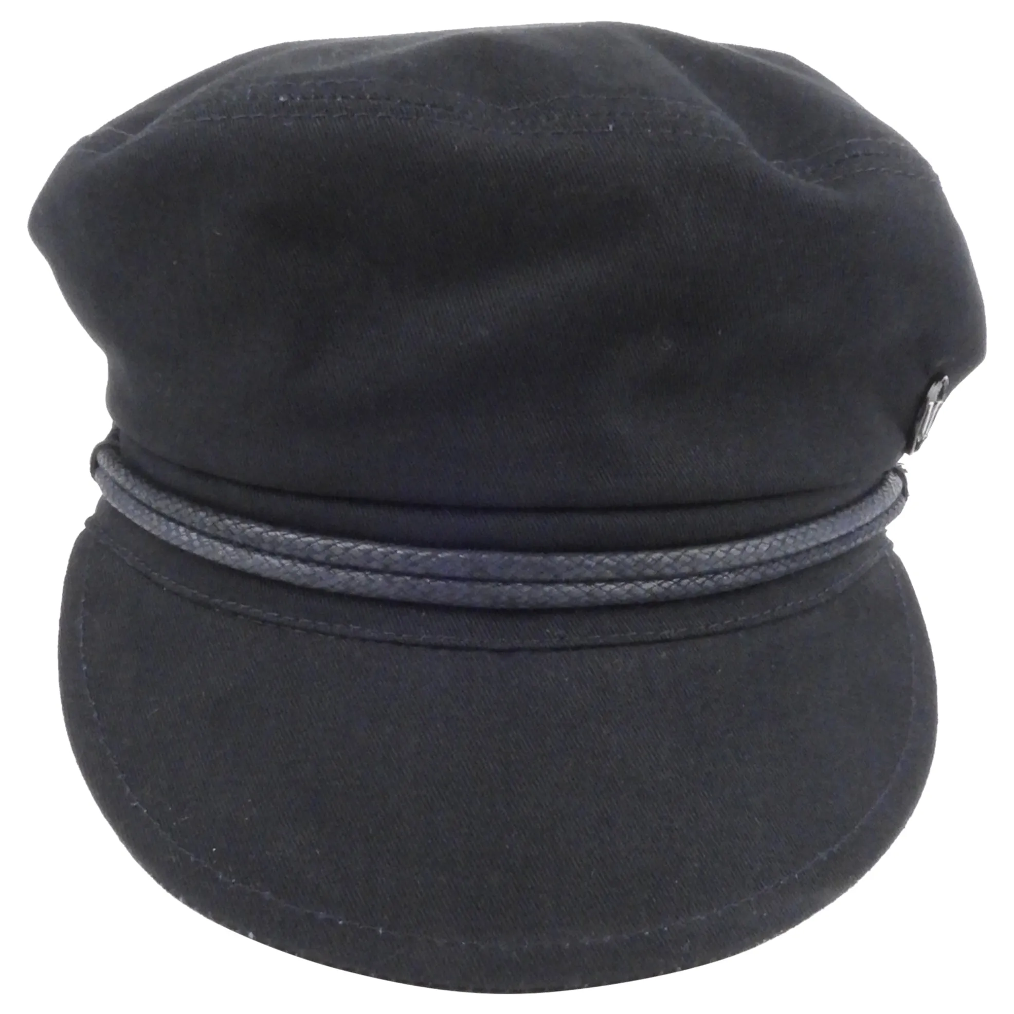 Maison Michel Paris Black Cotton and Leather New Abby Cap - S