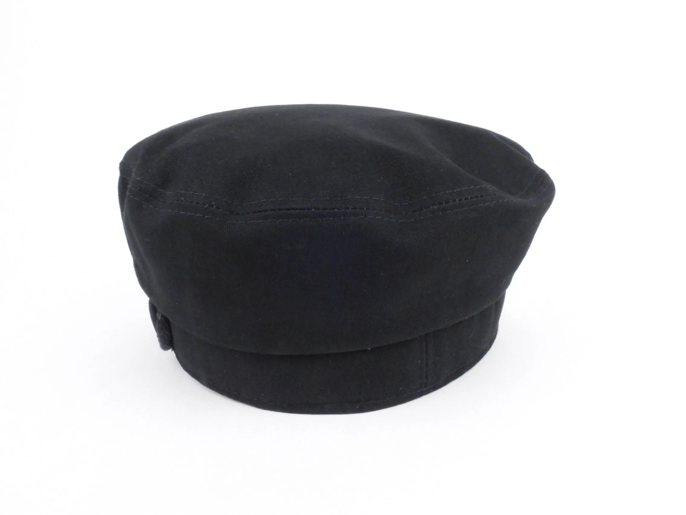 Maison Michel Paris Black Cotton and Leather New Abby Cap - S