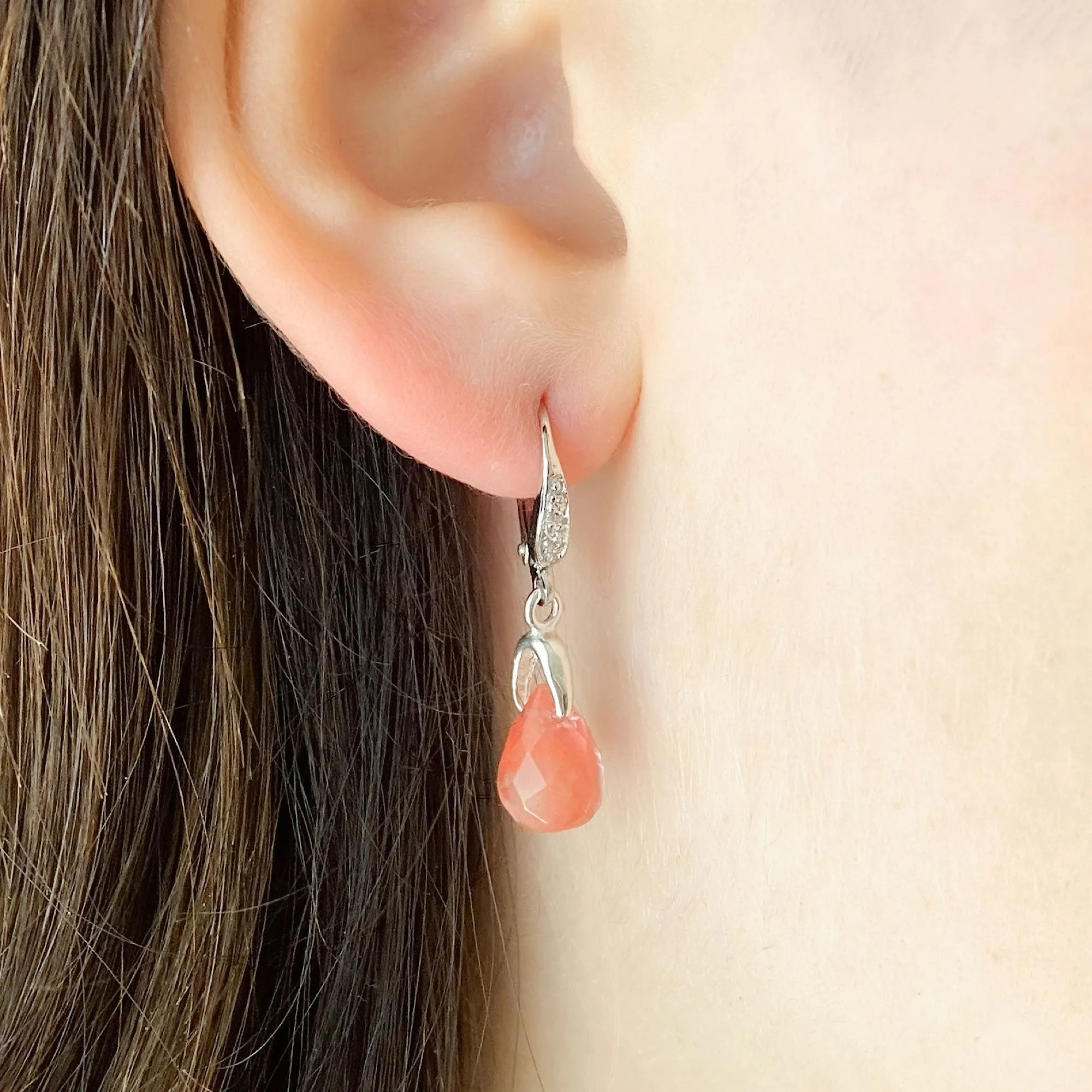 MARCEL pink crystal and sterling earrings