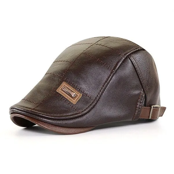 Men PU Leather Newsboy Hats Cap Berets