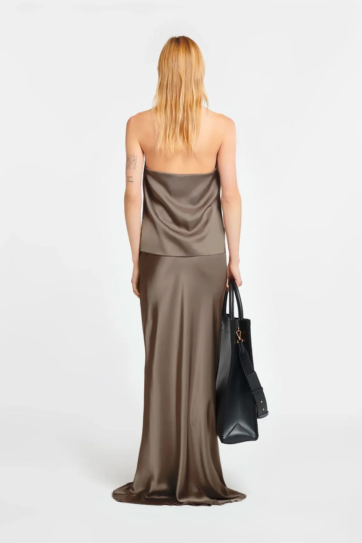 Nanushka Neline Draped Slip Satin Top - Clay