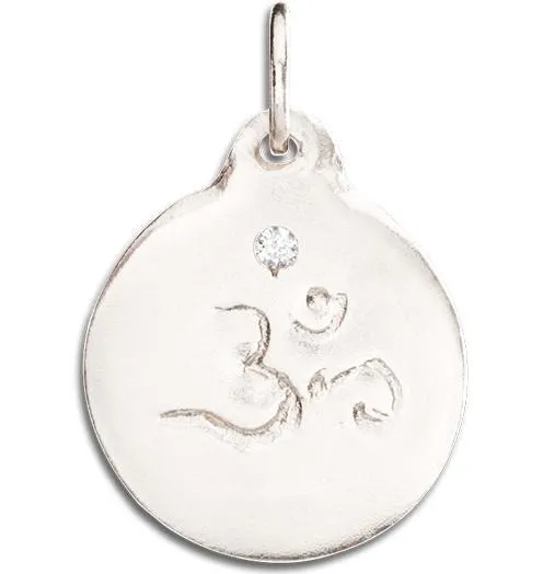 Om Disk Charm With Diamond