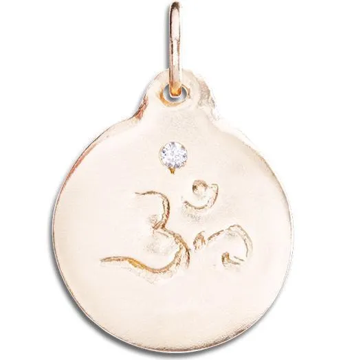 Om Disk Charm With Diamond