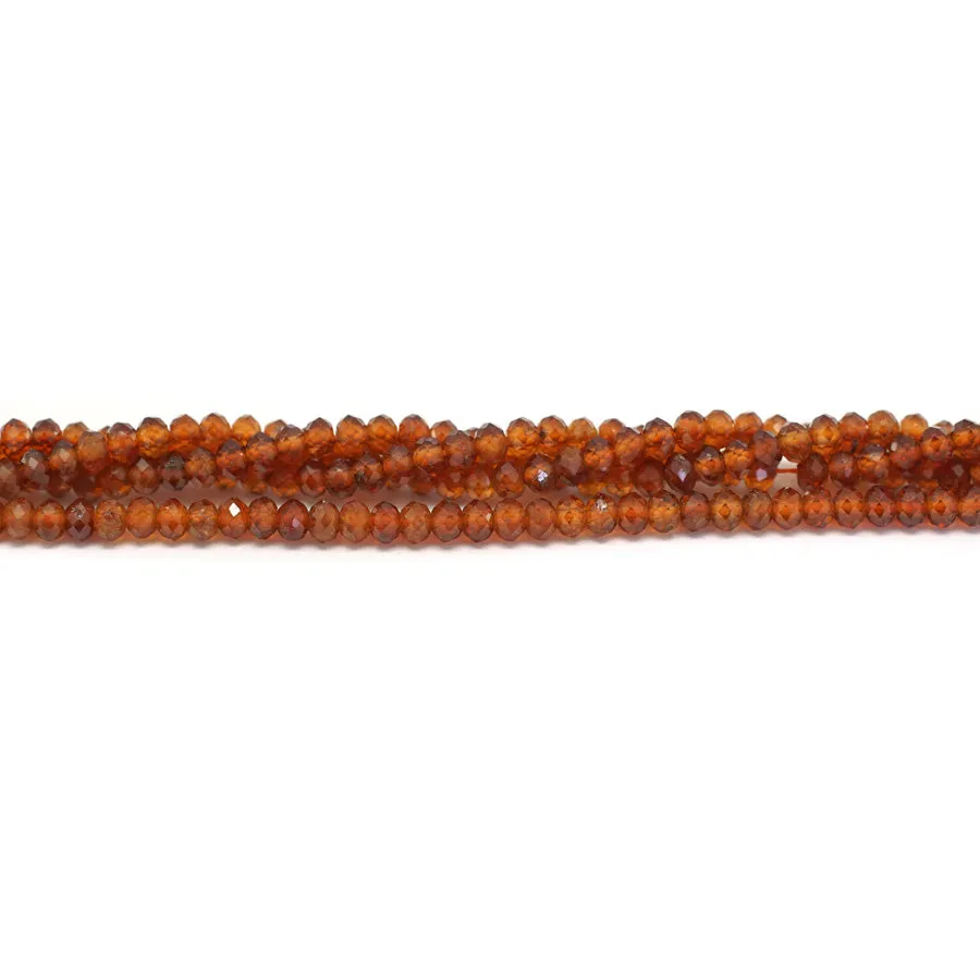 Orange Garnet Faceted 3x4mm Rondelle - 15-16 Inch