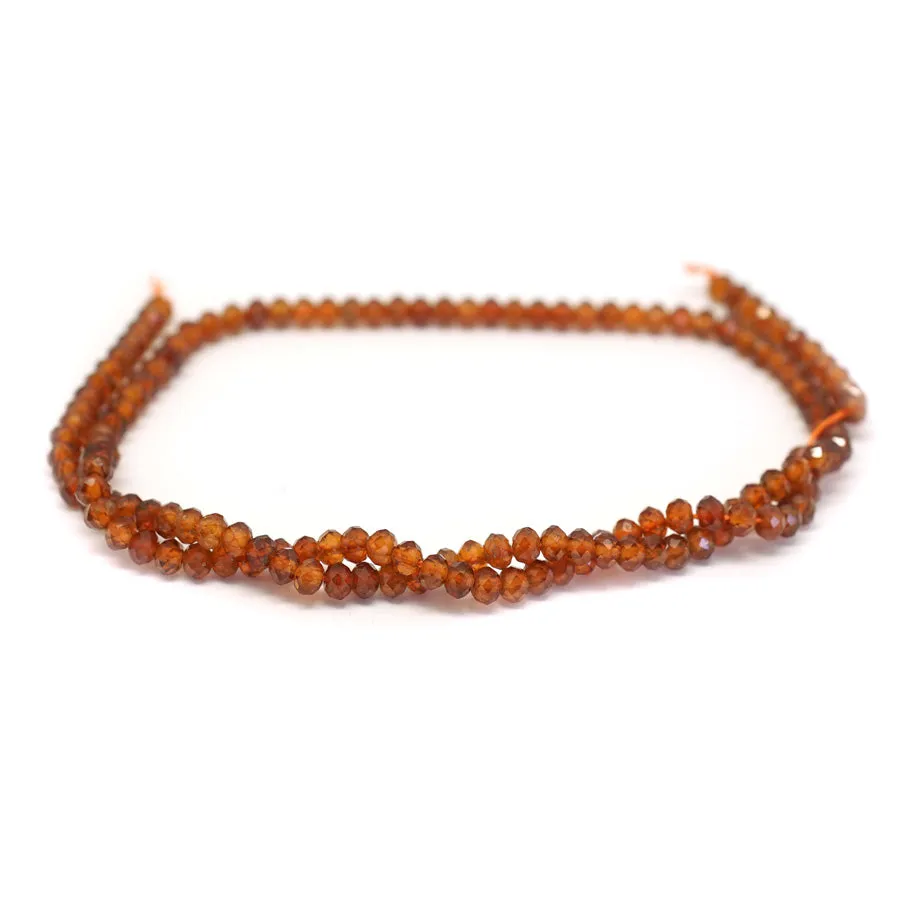 Orange Garnet Faceted 3x4mm Rondelle - 15-16 Inch