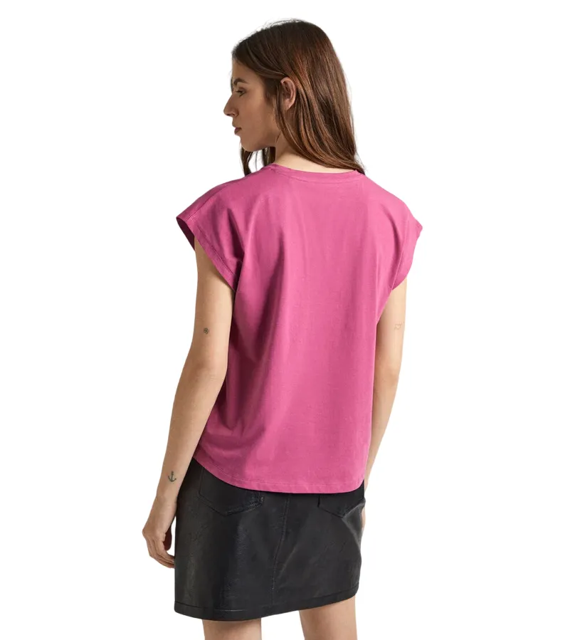 Pepe Jeans women's short sleeve t-shirt with Lory printed logo PL505853 363 pink