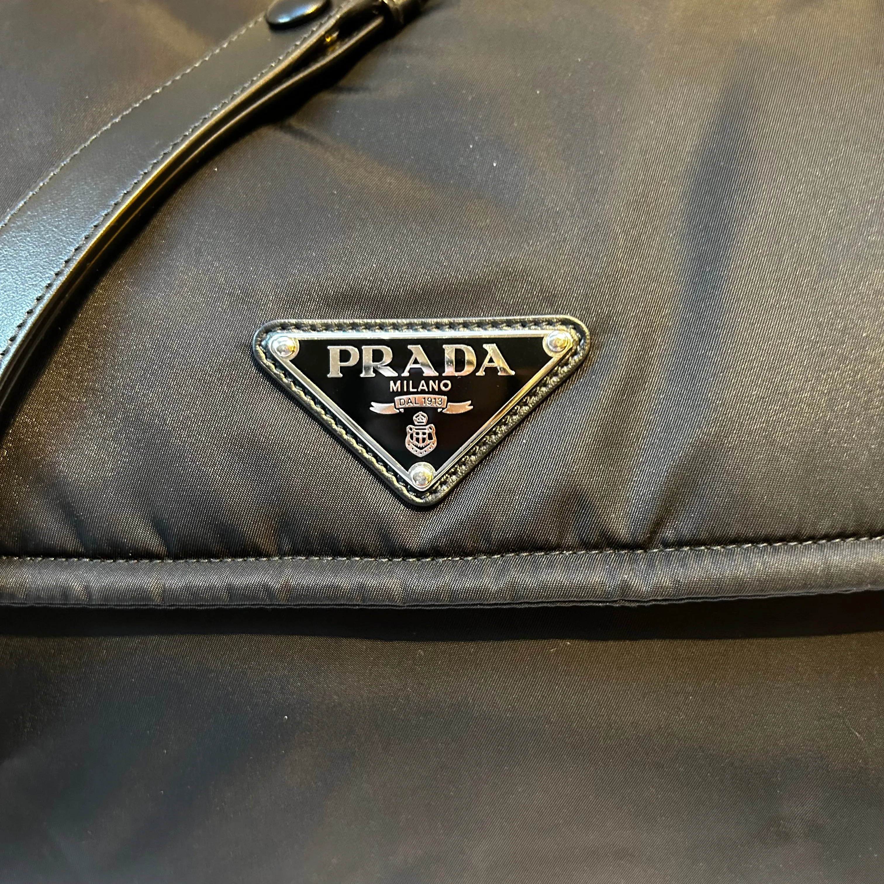 Prada 2100 Black re-Nylon Large Messenger Bag