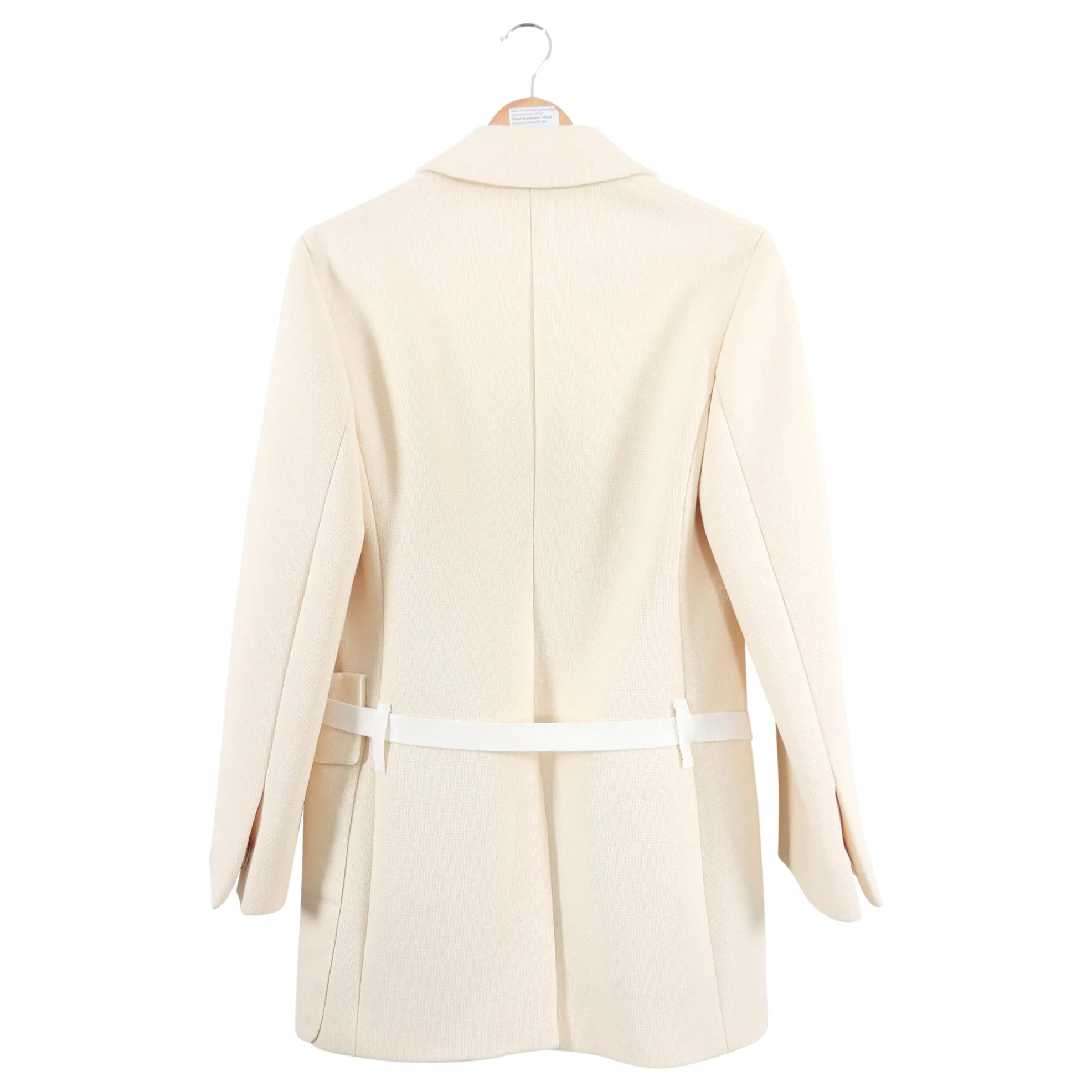 Prada Ivory Wool Short Coat with Belt Detail -  IT42 / USA S