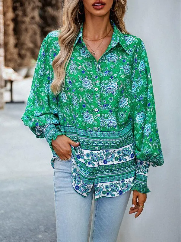 Printed Casual Long Sleeved Women Shirt