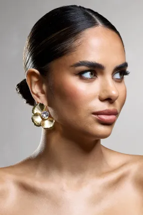 Providence | Gold Diamante Statement Flower Earrings