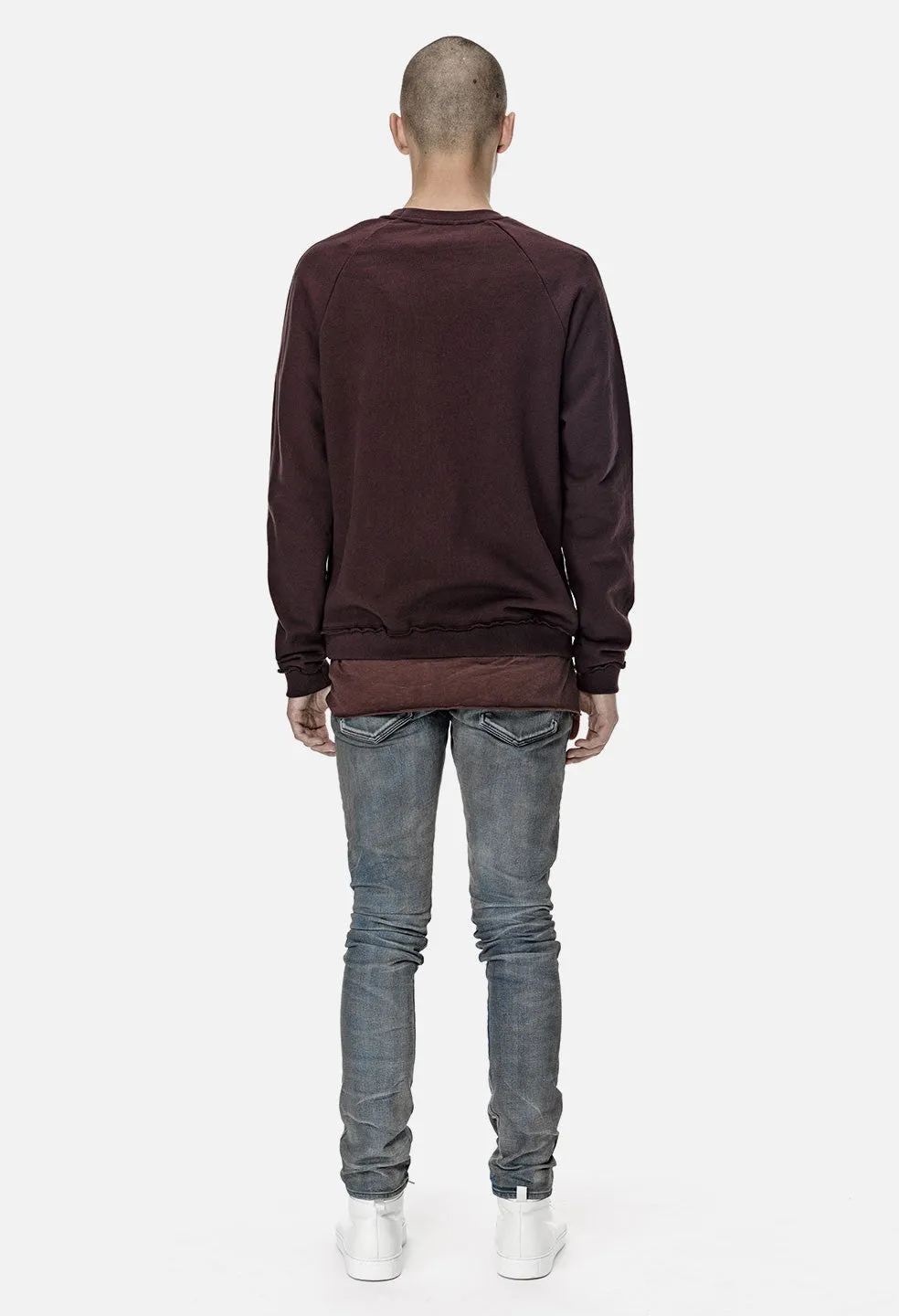 Raw Edge Raglan Crew / Maroon