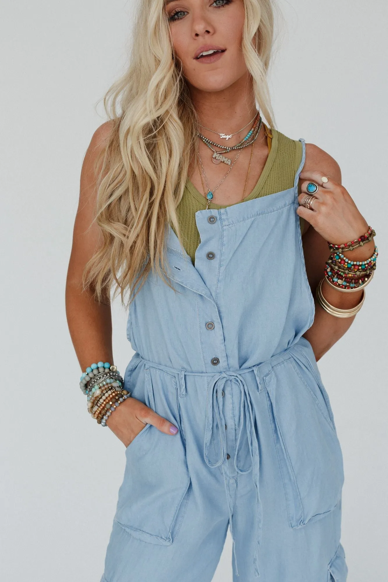 Retro Rhythm Jumpsuit - Blue