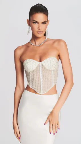 Retrofete - Margery Embellished Bustier Top - White