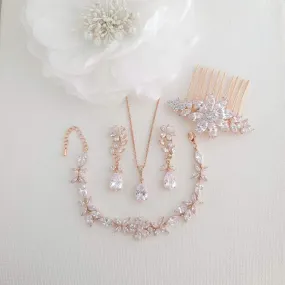 Rose Gold Jewelry Set for Wedding-Daisy