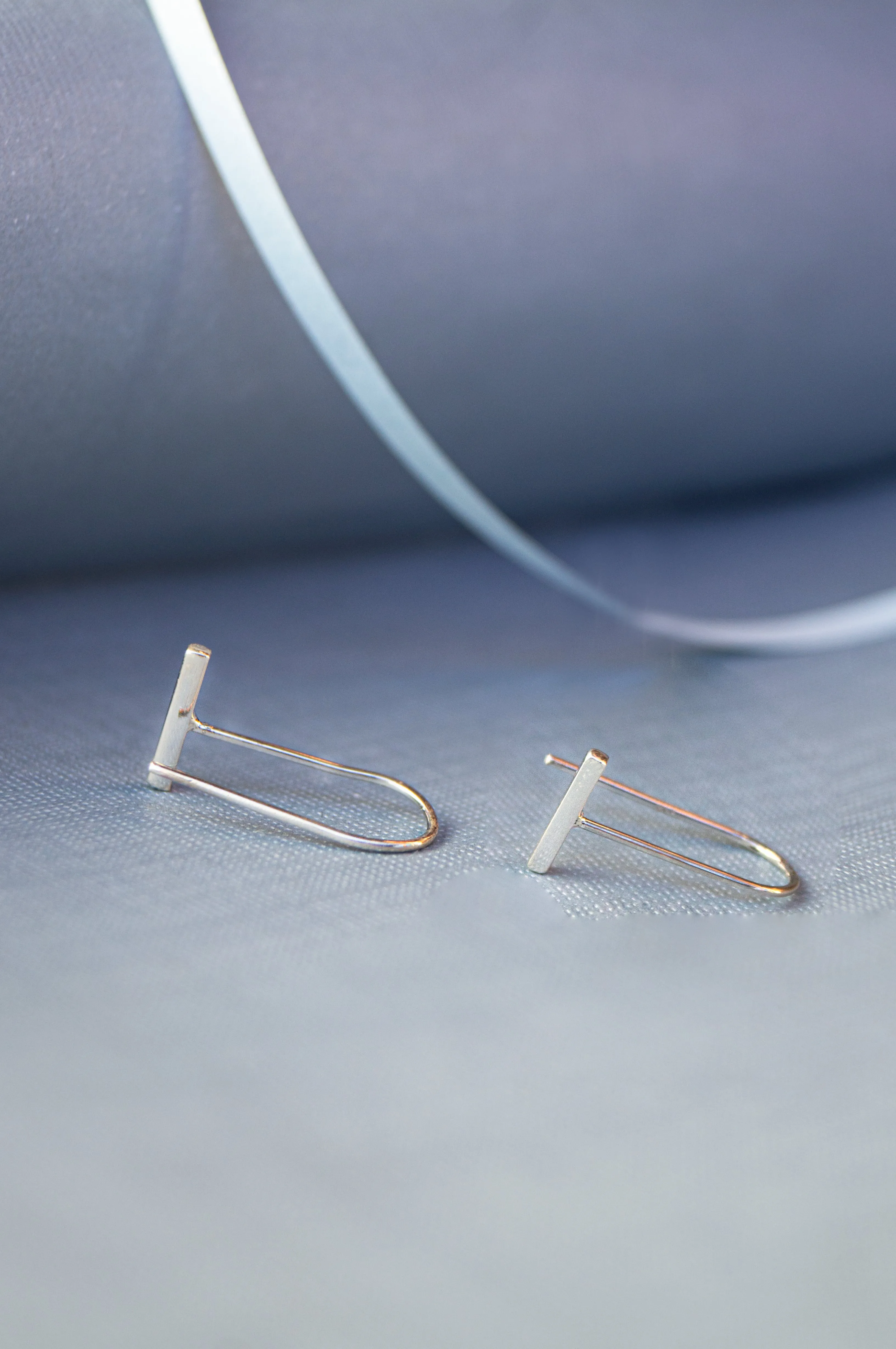 Simply Slip On Sterling Silver Bar Earrings