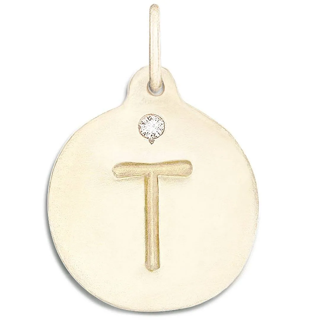 T Alphabet Charm With Diamond