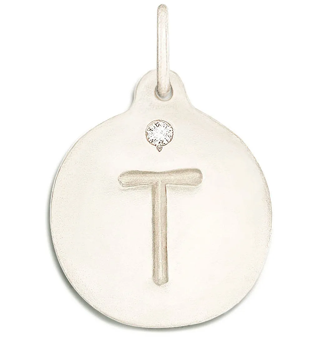 T Alphabet Charm With Diamond