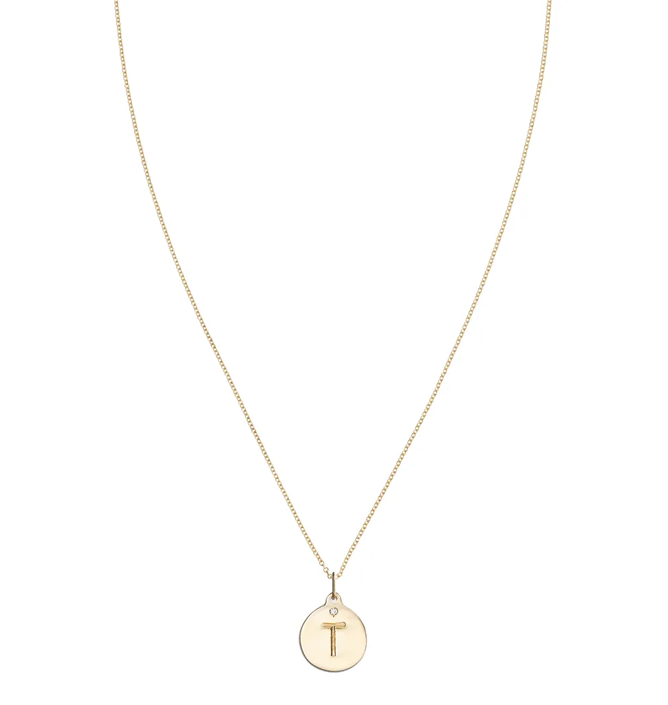 T Alphabet Charm With Diamond