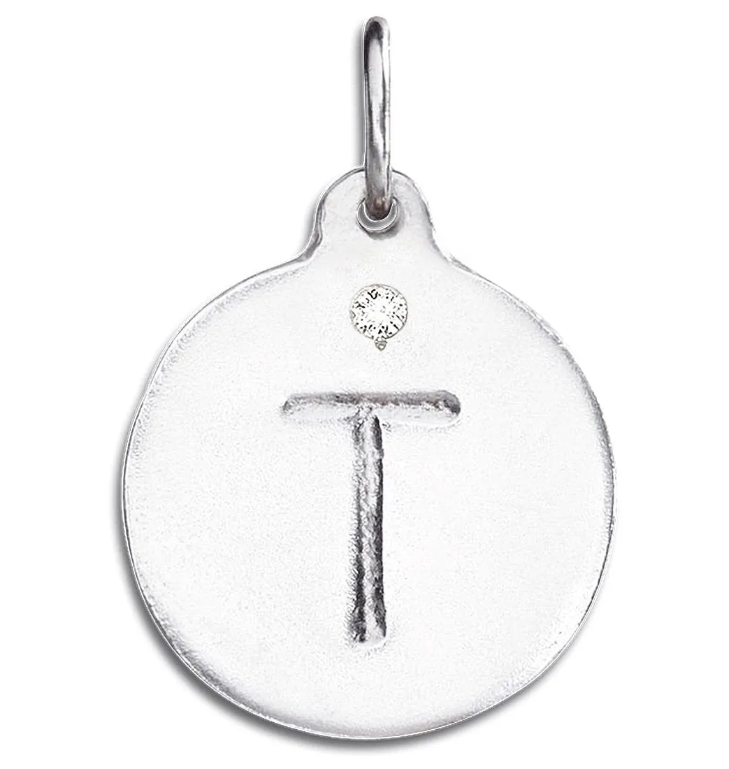 T Alphabet Charm With Diamond