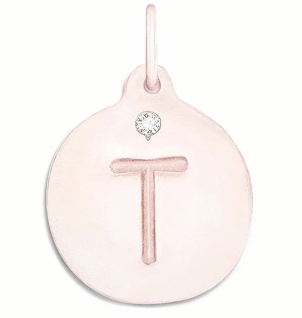 T Alphabet Charm With Diamond