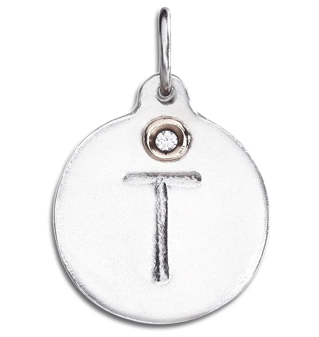 T Alphabet Charm With Diamond