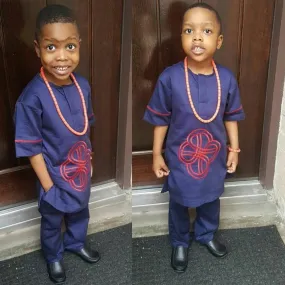 Traditional African Dashiki 2-Piece Set for Boys and Girls: Shirt and Pants in Authentic Style