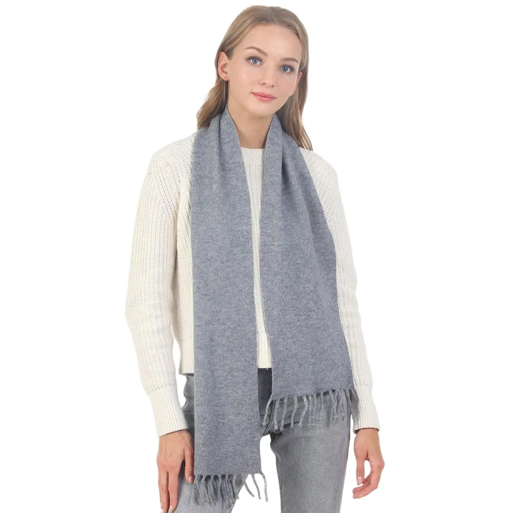 Trendy Solid Fringe Oblong Scarf