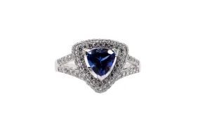 Trillion Cut Tanzanite and Diamond Ring