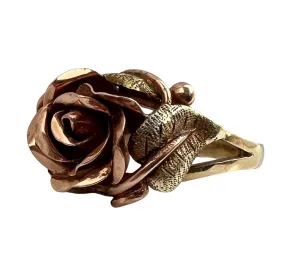 V I N T A G E // particular petals / 14k tri color rose flower ring / size 6