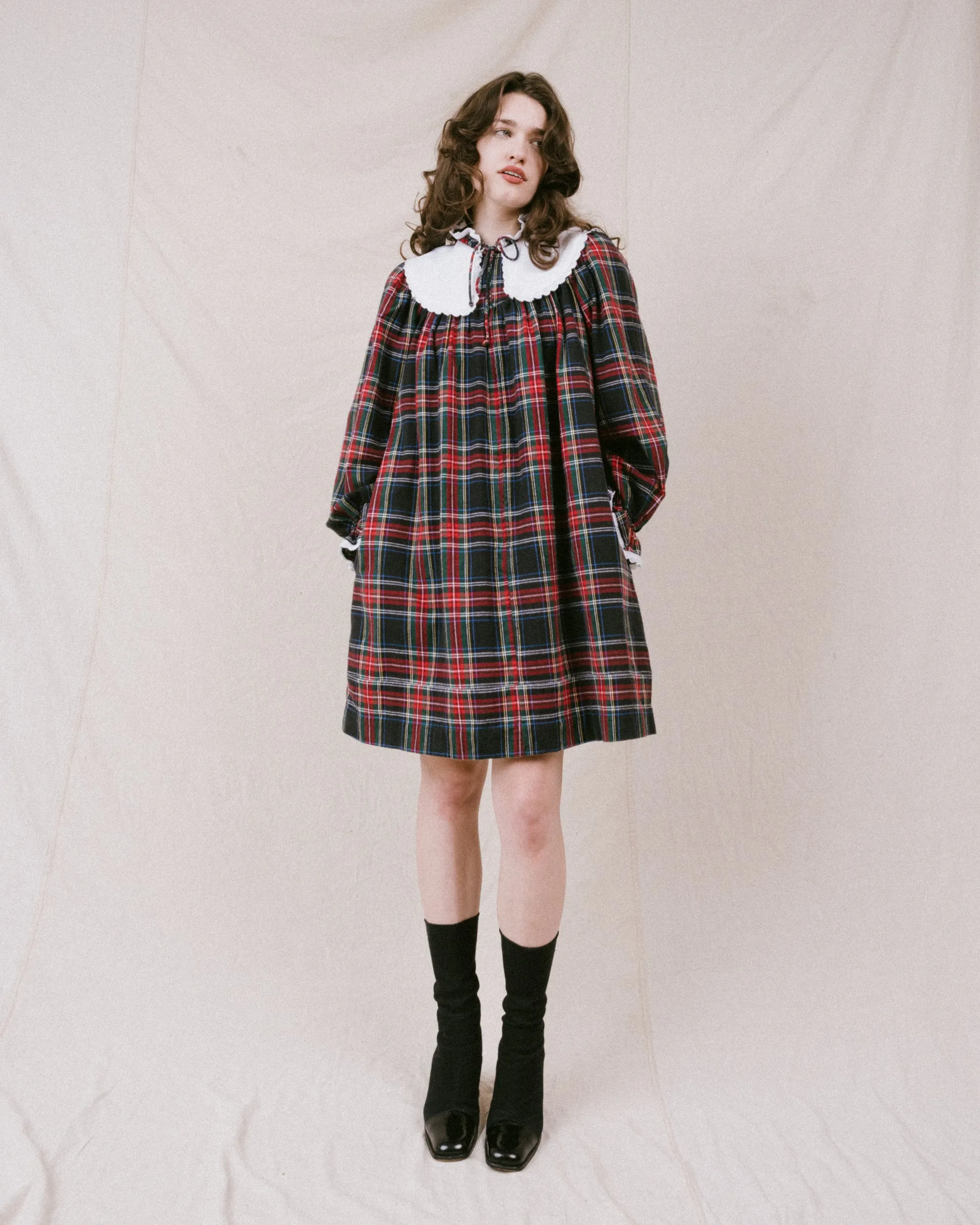 Vintage Plaid Frilly Dress (S/M)